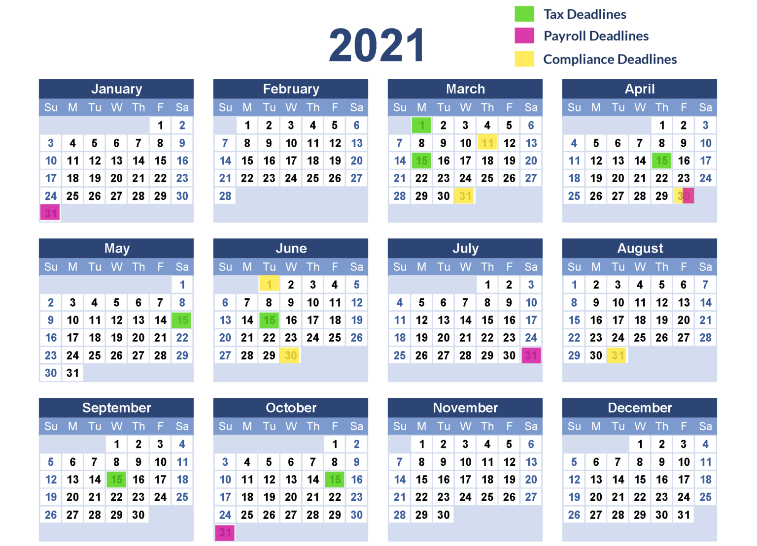 Tax, Payroll, and Compliance Deadlines 2021 Christianson PLLP