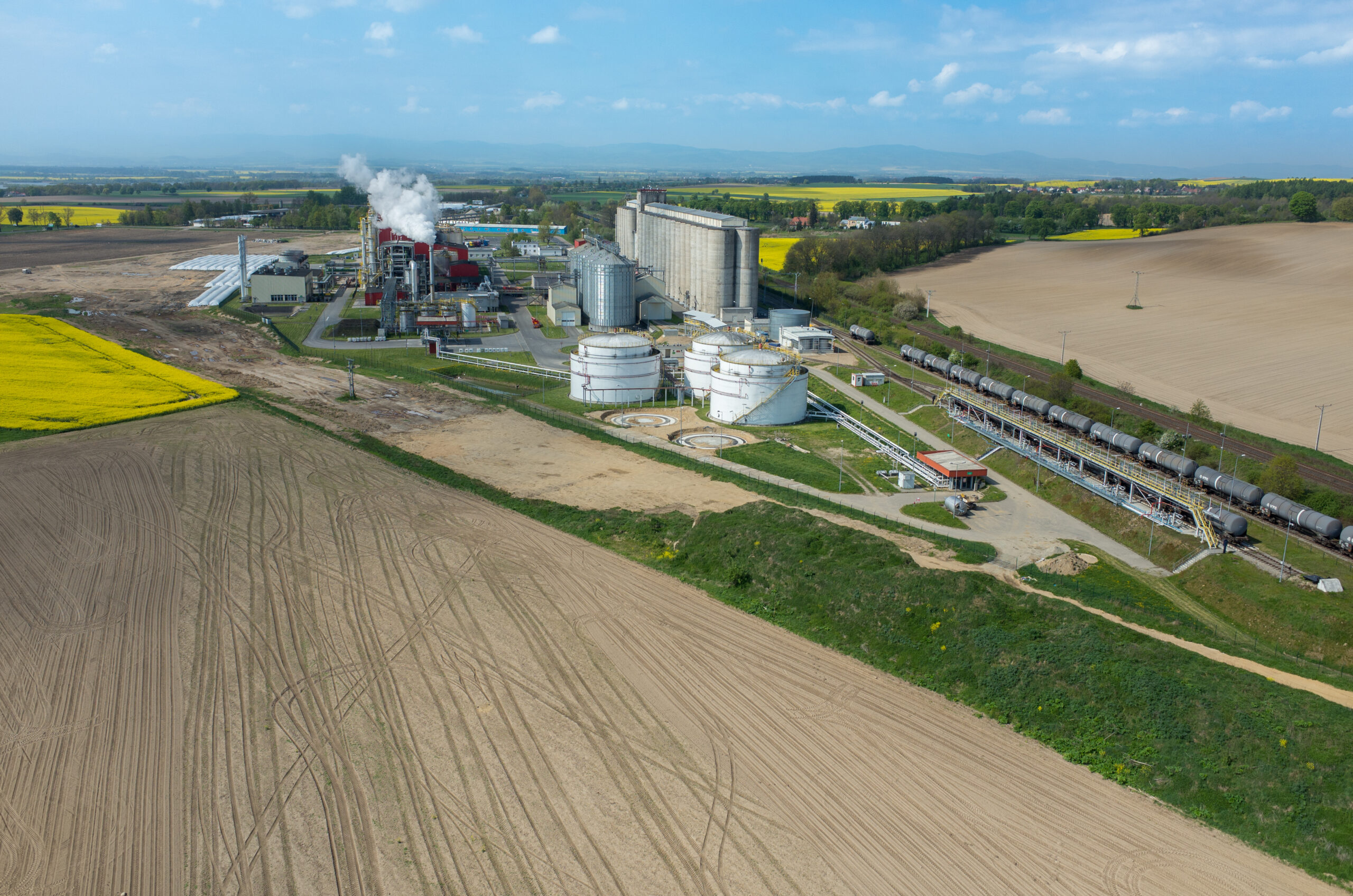 Aerial view on the modern biofuel factory