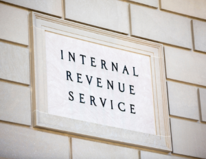 Photo of a sign that says Internal Revenue Service